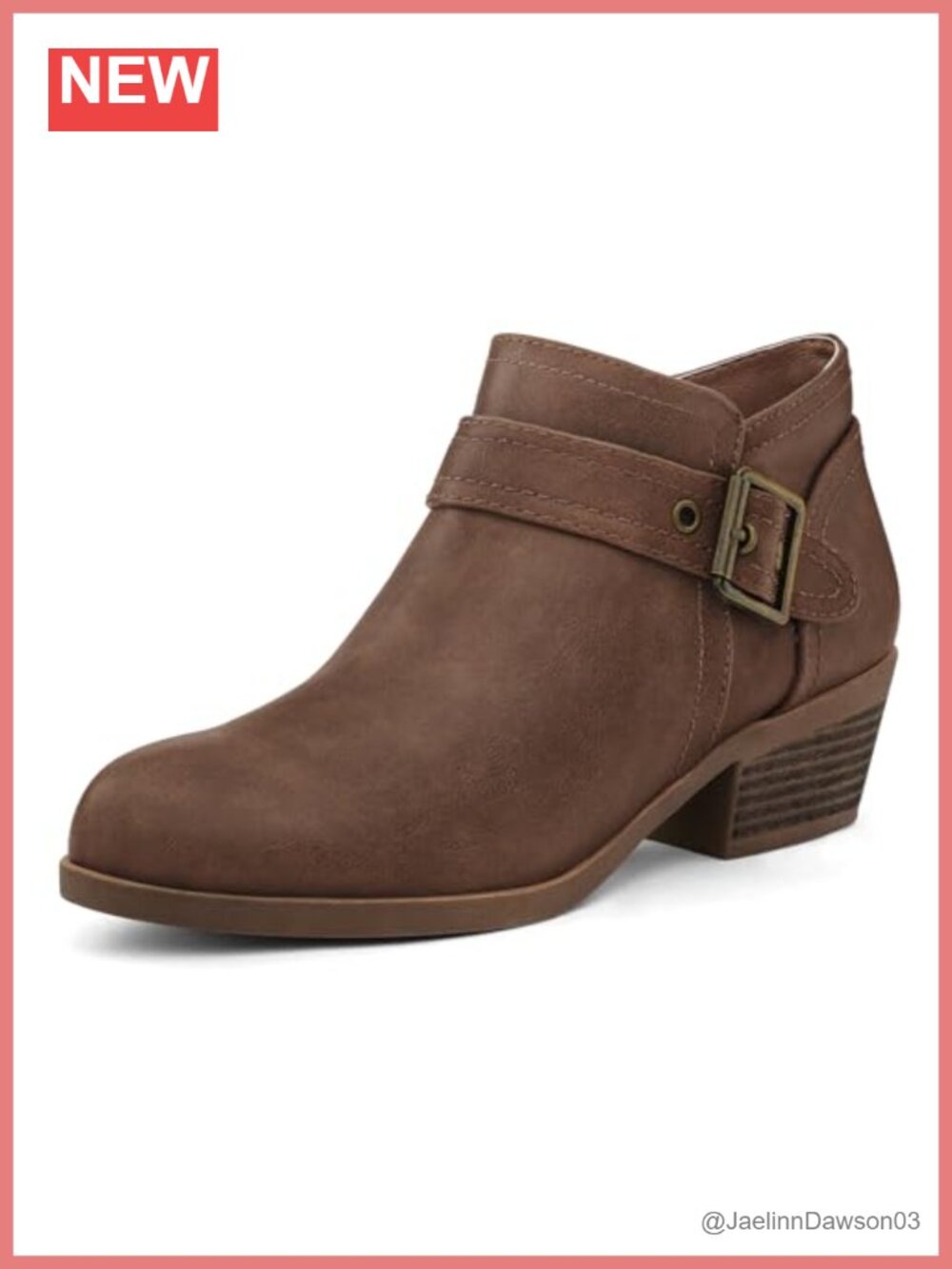Women's Ankle Boots Low Chunky Block Heel Side Zipper Round Toe Booties